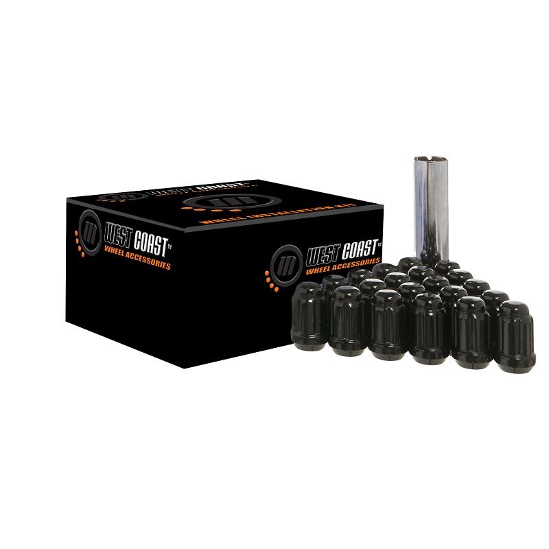 West Coast 14mm X 1 5 Acorn Spline Drive Black Lug Nut Kit For