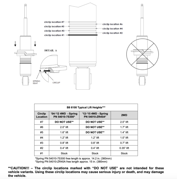Bilstein B8 6100 0-1.2" Front Lift Adjustable Shocks for 2004-2015 Nissan Titan